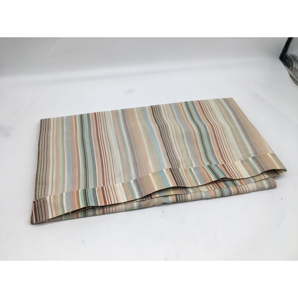 Vtg Burlington Caress Stripe Full Sheet Set 4Pc Retro 70s 80s Brown Terra Cotta